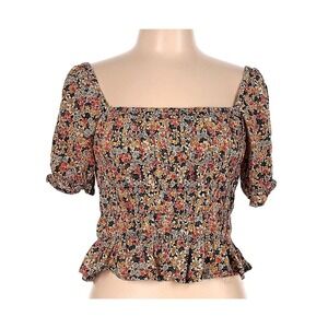 Patrons of Peace Smocked Floral Cropped Romantic blouse‎ SZ XS